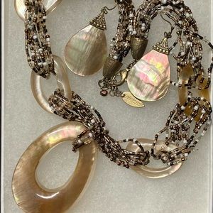 Coldwater Creek Encased abalone necklace and earrings